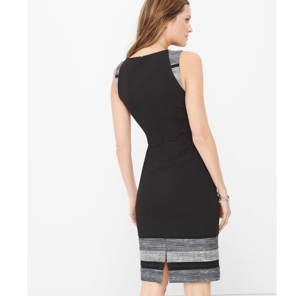 WHBM SLEEVELESS BLACK TWEED BORDER SHEATH DRESS - Picture 2 of 8